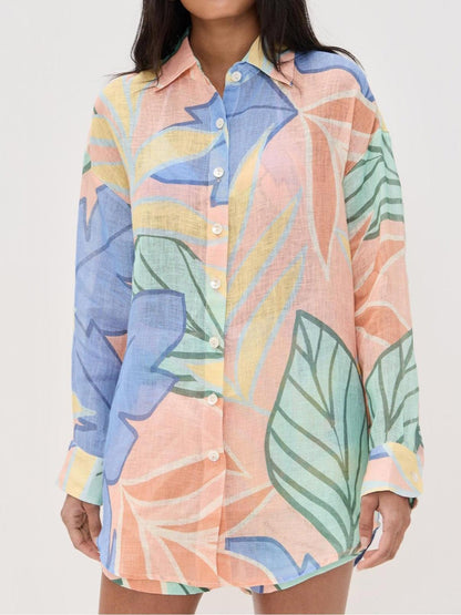 Ensemble "Playa Boyfriend" à Imprimé Feuillage Tropical