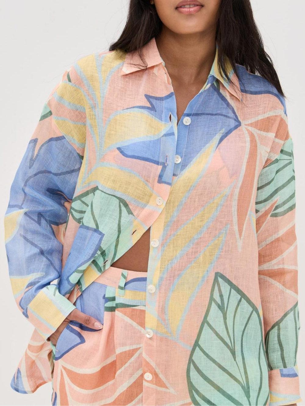 Ensemble "Playa Boyfriend" à Imprimé Feuillage Tropical