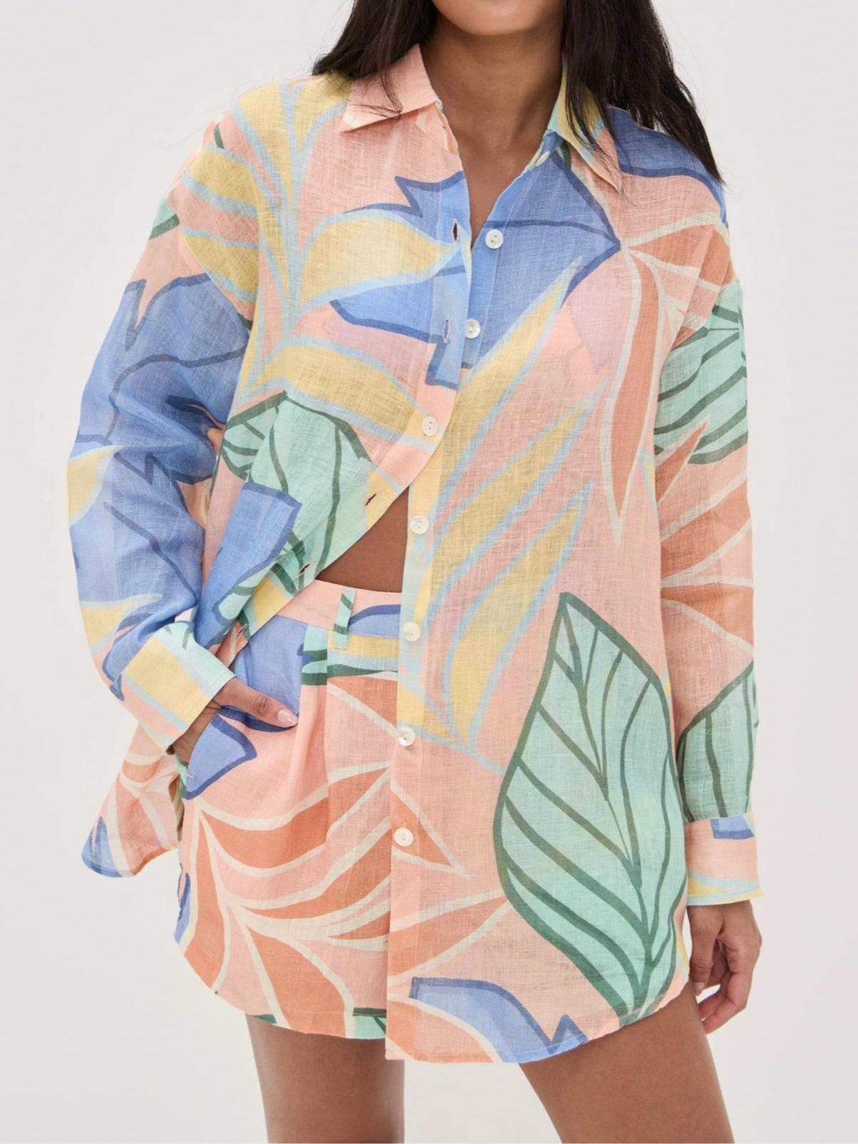 Ensemble "Playa Boyfriend" à Imprimé Feuillage Tropical